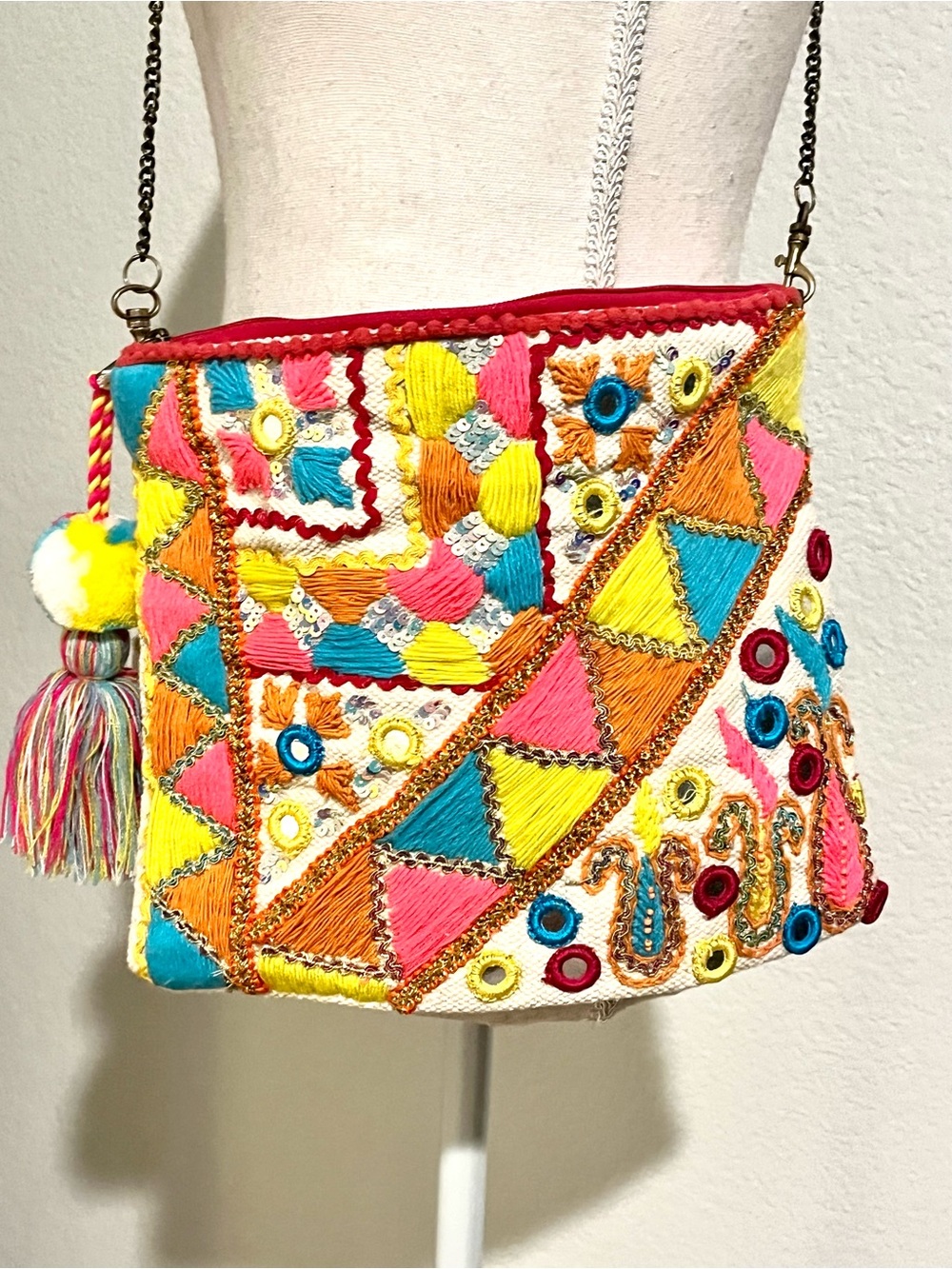 New Embroidered Multicolor Crossbody/Clutch Bag